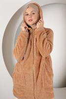 Hijab clothing ORANGE HOODED TEDDY JACKET 50003