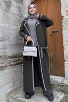 Tesettür giyim GRİ DÜĞMELİ CEPLİ TRİKO HIRKA 50222