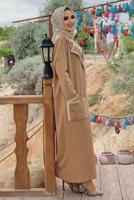 Tesettür giyim KAHVE DÜĞMELİ CEPLİ TRİKO HIRKA 50222