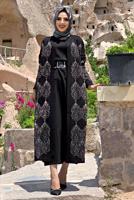 Tesettür giyim SİYAH DESENLİ TRİKO HIRKA 5316