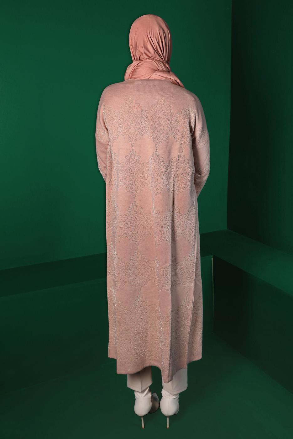 Tesettür giyim PUDRA DESENLİ TRİKO HIRKA 5316