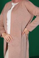 Tesettür giyim PUDRA DESENLİ TRİKO HIRKA 5316