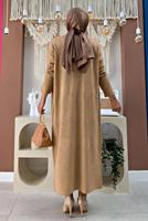 Tesettür giyim TABA DESENLİ TRİKO HIRKA 5316