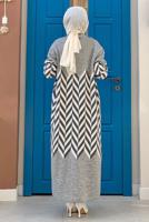 Tesettür giyim GRİ DESENLİ TRİKO CEKET 5622 