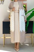 Tesettür giyim VİZON DESENLİ TRİKO CEKET 5622 