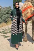 Tesettür giyim YEŞİL DESENLİ TRİKO CEKET 5622 