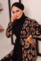 Tesettür giyim SİYAH LEOPAR DESENLİ TRİKO CEKET 6892