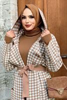 Tesettür giyim TABA KAZAYAĞI DESENLİ HIRKA 73102