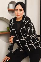 Tesettür giyim SİYAH DESENLİ TRİKO CEKET 7892