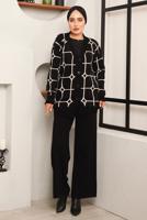 Tesettür giyim SİYAH DESENLİ TRİKO CEKET 7892