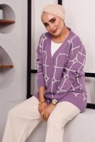 Tesettür giyim MOR DESENLİ TRİKO CEKET 7892