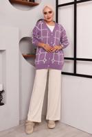 Tesettür giyim MOR DESENLİ TRİKO CEKET 7892