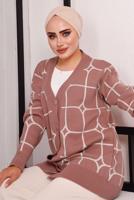 Tesettür giyim PUDRA DESENLİ TRİKO CEKET 7892