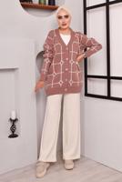 Tesettür giyim PUDRA DESENLİ TRİKO CEKET 7892