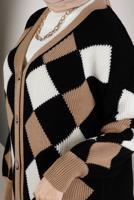 Tesettür giyim SİYAH KARE DESENLİ DÜĞMELİ TRİKO HIRKA 9527 