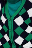 Tesettür giyim YEŞİL KARE DESENLİ DÜĞMELİ TRİKO HIRKA 9527 