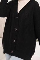 Tesettür giyim SİYAH SAÇ ÖRGÜ DETAYLI TRİKO HIRKA 9792 