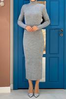 Hijab clothing GREY CORDUROY KNITWEAR DRESS T 0014	