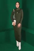 Hijab clothing KHAKI CORDUROY KNITWEAR DRESS T 0014	