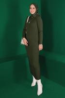 Hijab clothing KHAKI CORDUROY KNITWEAR DRESS T 0014	