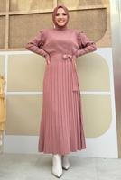 Vêtements hijab ROSE ROBE EN MAILLE PLISSÉE À VOLANTS T 40222