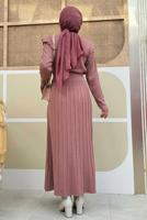 Vêtements hijab ROSE ROBE EN MAILLE PLISSÉE À VOLANTS T 40222