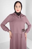 Tesettür giyim PEMBE ALVİNA KAPÜŞONLU ELBİSELİ TAKIM T 43320