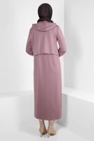 Tesettür giyim PEMBE ALVİNA KAPÜŞONLU ELBİSELİ TAKIM T 43320
