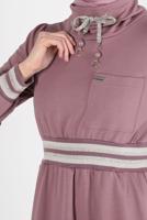 Tesettür giyim PEMBE ALVİNA BELİ LASTİKLİ ELBİSE T 43327
