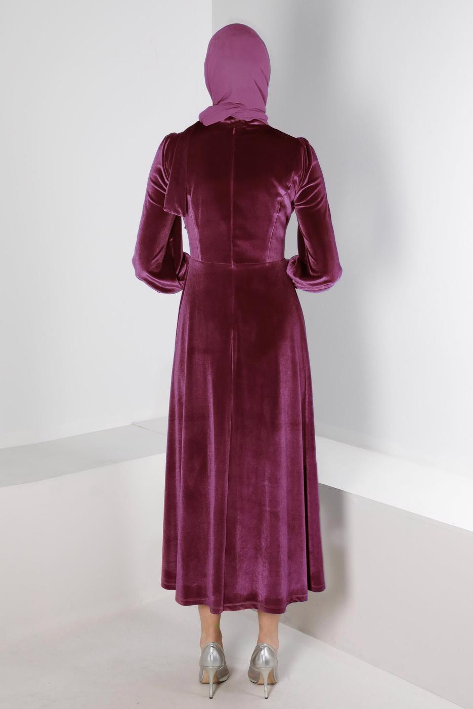 Hijab clothing CLARET RED ALVINA VELVET DRESS T 43437