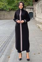 Tesettür giyim SİYAH ŞERİT DETAYLI TRİKO ELBİSE 5132 