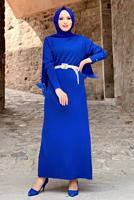 Tesettür giyim LACİVERT FİTİLLİ TRİKO ELBİSE 94281 