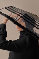 Tesettür giyim SİYAH ALVİNA PUANTİYE TÜL DETAYLI ELBİSE 41141	