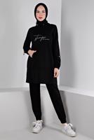 Hijab clothing BLACK ALVINA PRINTED TRACKSUIT SET T 43365