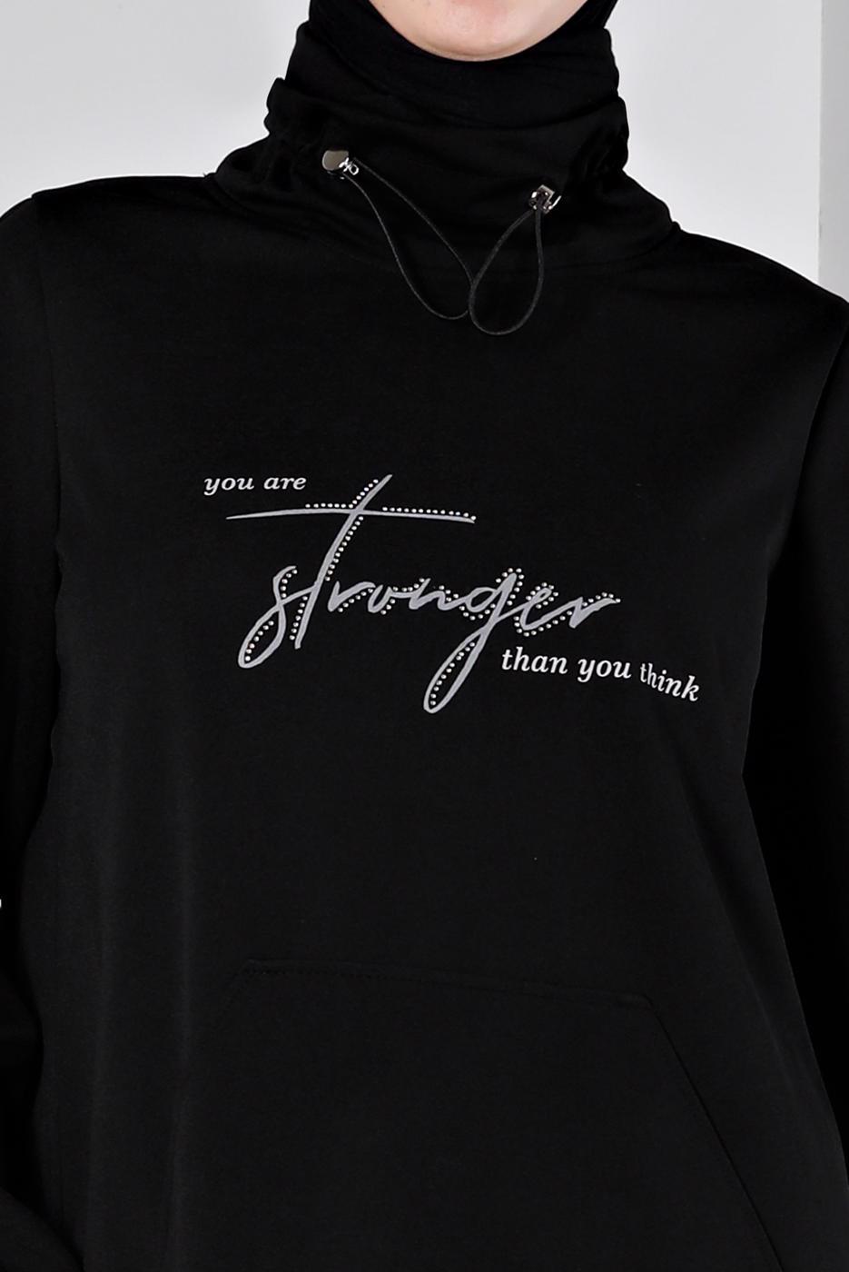 Hijab clothing BLACK ALVINA PRINTED TRACKSUIT SET T 43365