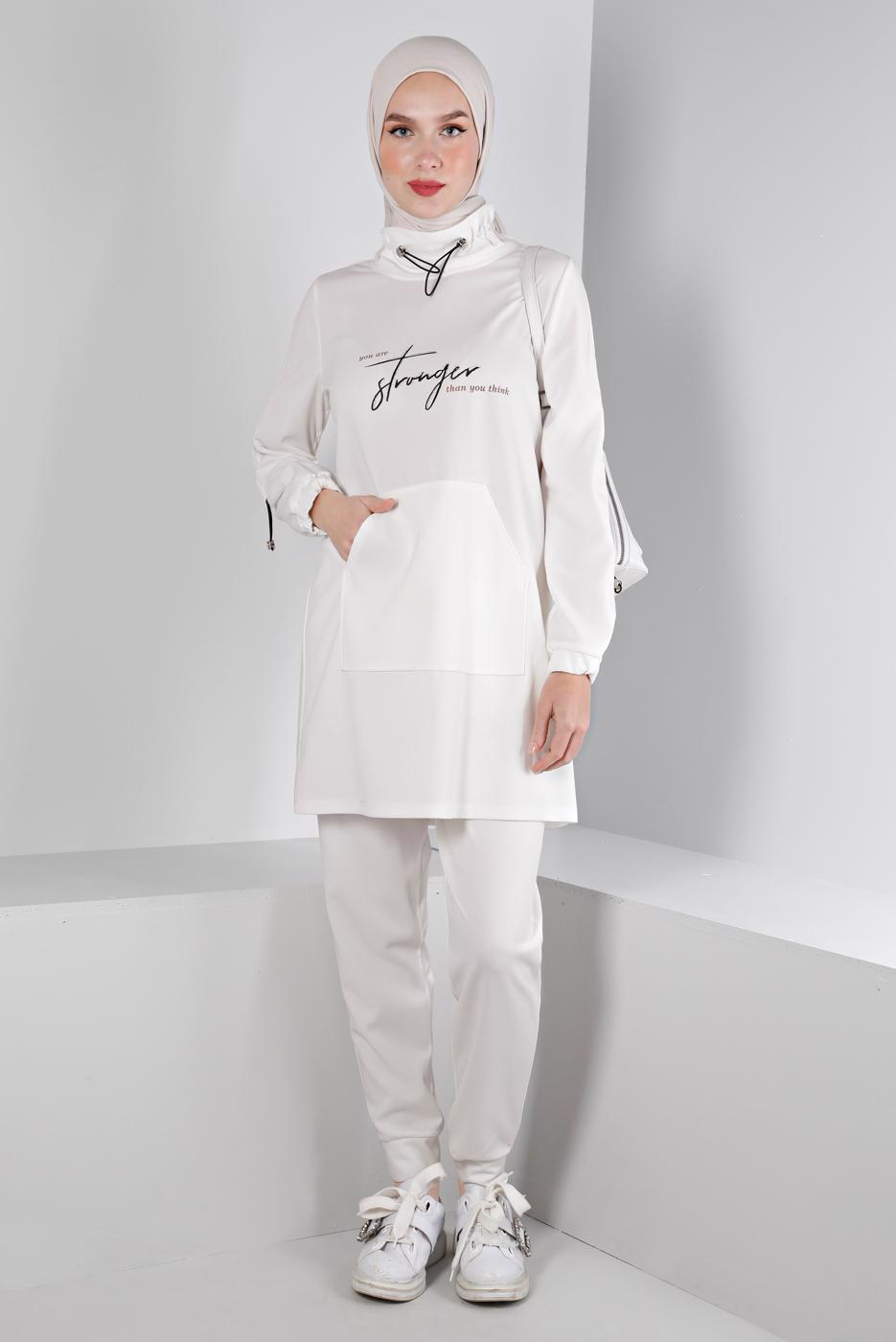 Hijab clothing CREAM ALVINA PRINTED TRACKSUIT SET T 43365