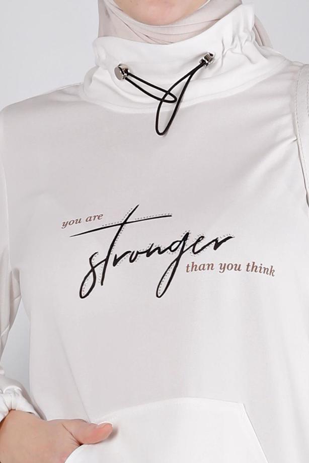 Hijab clothing CREAM ALVINA PRINTED TRACKSUIT SET T 43365 - TRENDTESETTÜR