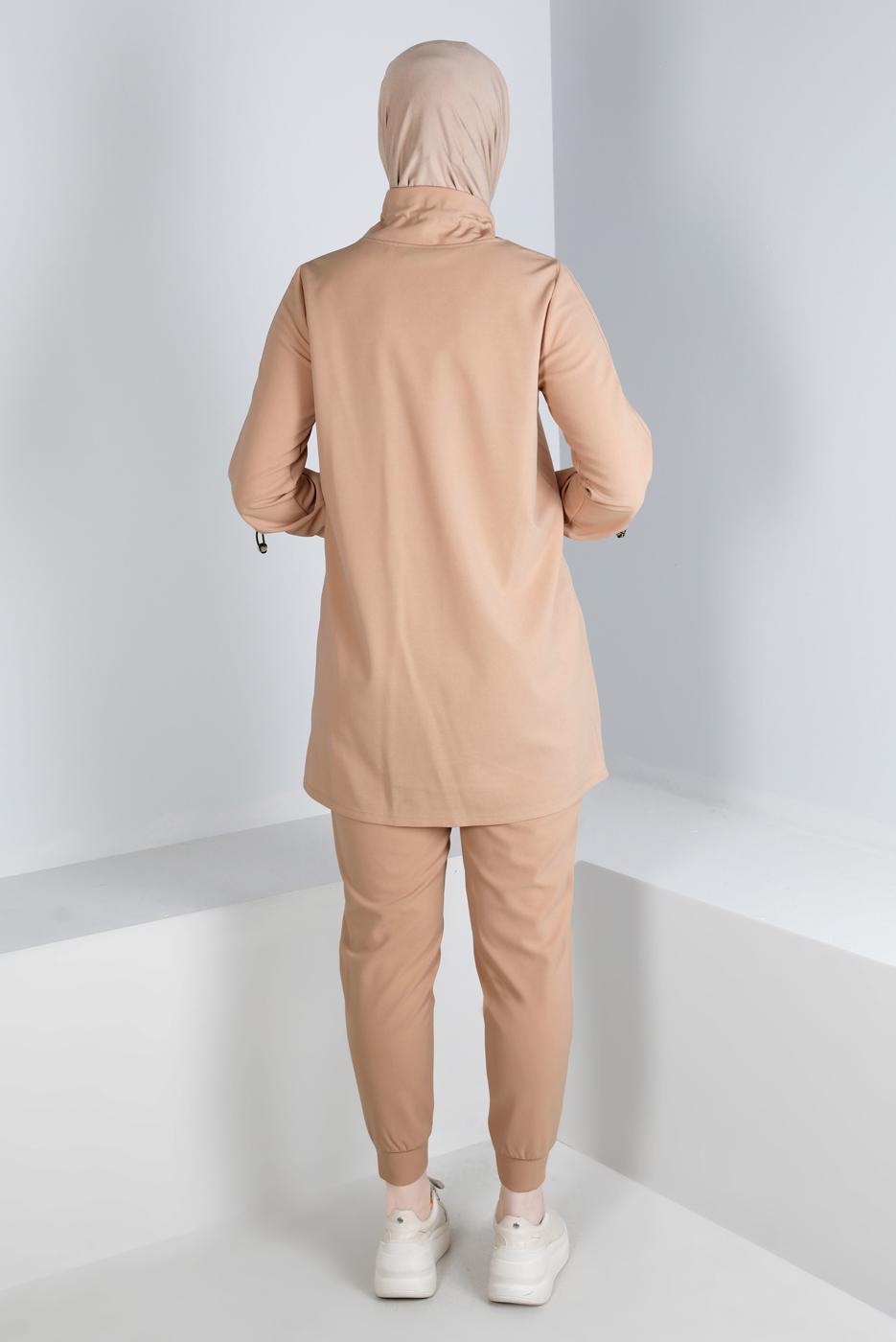 Hijab clothing BEIGE ALVINA PRINTED TRACKSUIT SET T 43365