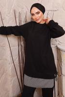 Tesettür giyim SİYAH BAĞLAMA DETAYLI PANTOLONLU TAKIM 6272 