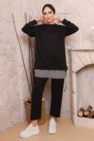 Tesettür giyim SİYAH BAĞLAMA DETAYLI PANTOLONLU TAKIM 6272 