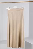 Tesettür giyim BEJ PİLİSELİ SÜET ETEK 1698