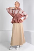 Vêtements hijab BEIGE JUPE FLARE EN SUÈDE 30329