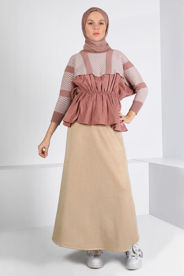 Vêtements hijab  SUEDE FLARE SKIRT 30329  - TRENDTESETTÜR