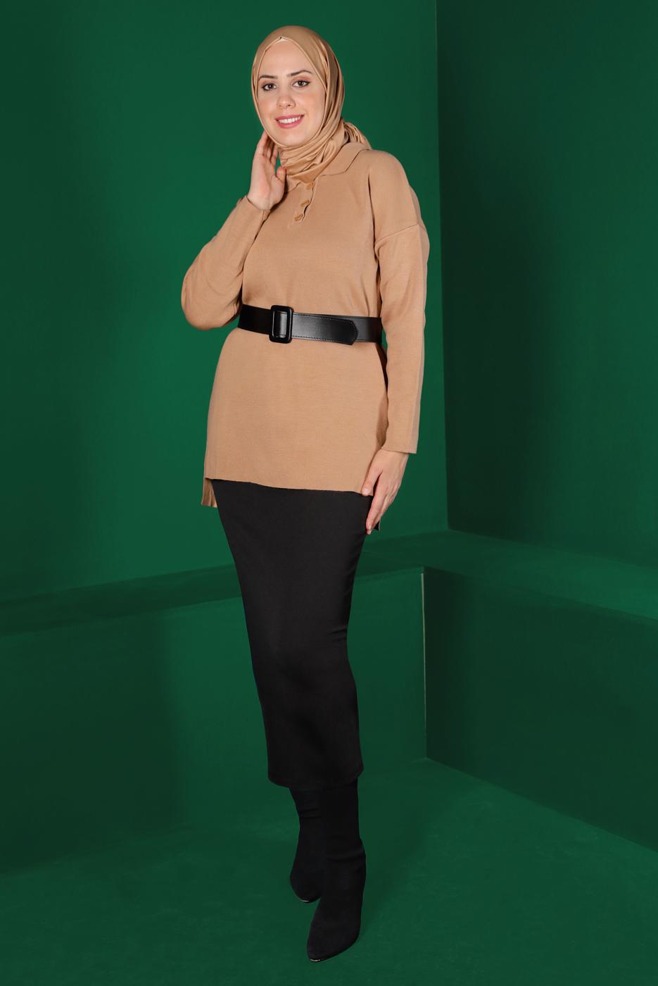 Tesettür giyim SİYAH LİKRALI ETEK 4701 