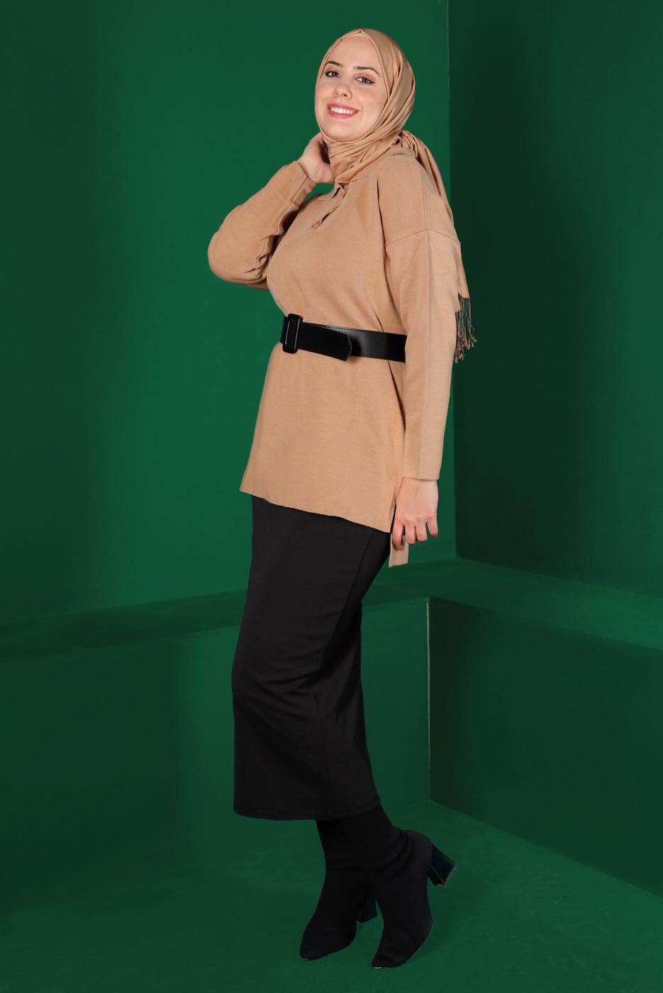 Tesettür giyim SİYAH LİKRALI ETEK 4701 