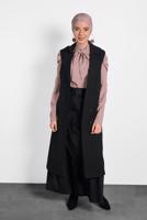 Tesettür giyim SİYAH ALVİNA DÜĞMELİ KEMERLİ VOLANLI ETEK 60036 