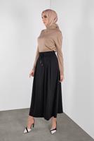 Tesettür giyim SİYAH ALVİNA BAĞCIKLI SÜET ETEK 60111	