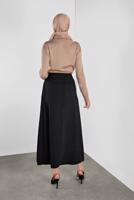 Tesettür giyim SİYAH ALVİNA BAĞCIKLI SÜET ETEK 60111	