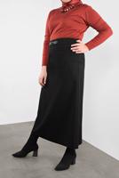 Tesettür giyim SİYAH ALVİNA BEL KISMI DERİ DETAYLI ETEK 60116	