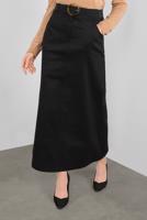 Tesettür giyim SİYAH ALVİNA DÜĞMELİ CEPLİ ETEK 60124 